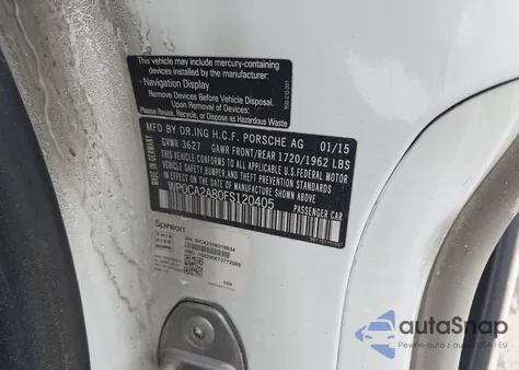 2015 Porsche Boxster из США, поврежденный, VIN WP0CA2A80FS120405